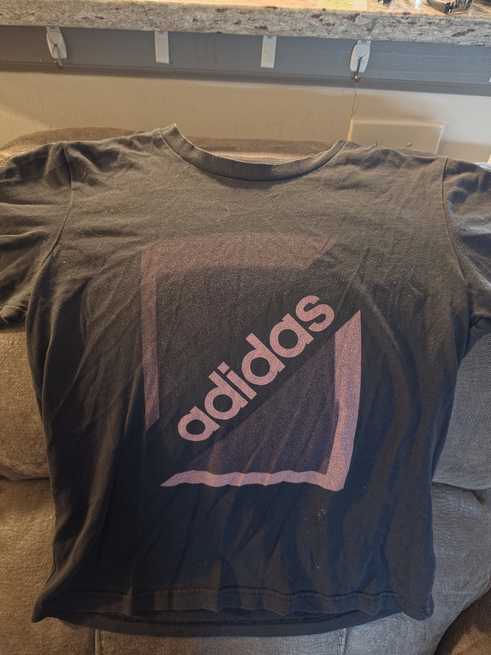 adidas Black Tee with Pink Graphic Logo